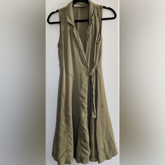 Anthropologie Wrap Dress Olive Green EUC Size 8 - Picture 3 of 16
